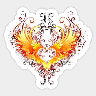 Angel Fire Heart with Wings Sticker